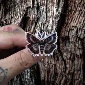 Lunar Moth Acrylic Pin, Celestial Moth Art with Moon Phases, Mystical Insect Accessory for Nature and Astrology Lovers