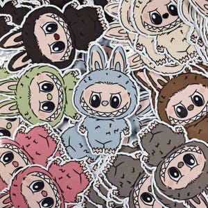 Bunny Monster Stickers Set-Sesame Bean, Green Grape, Lychee Berry, Toffee, Soymilk, Sea Salt Coconut, Chestnut Cocoa | Matte, Glossy Sticker