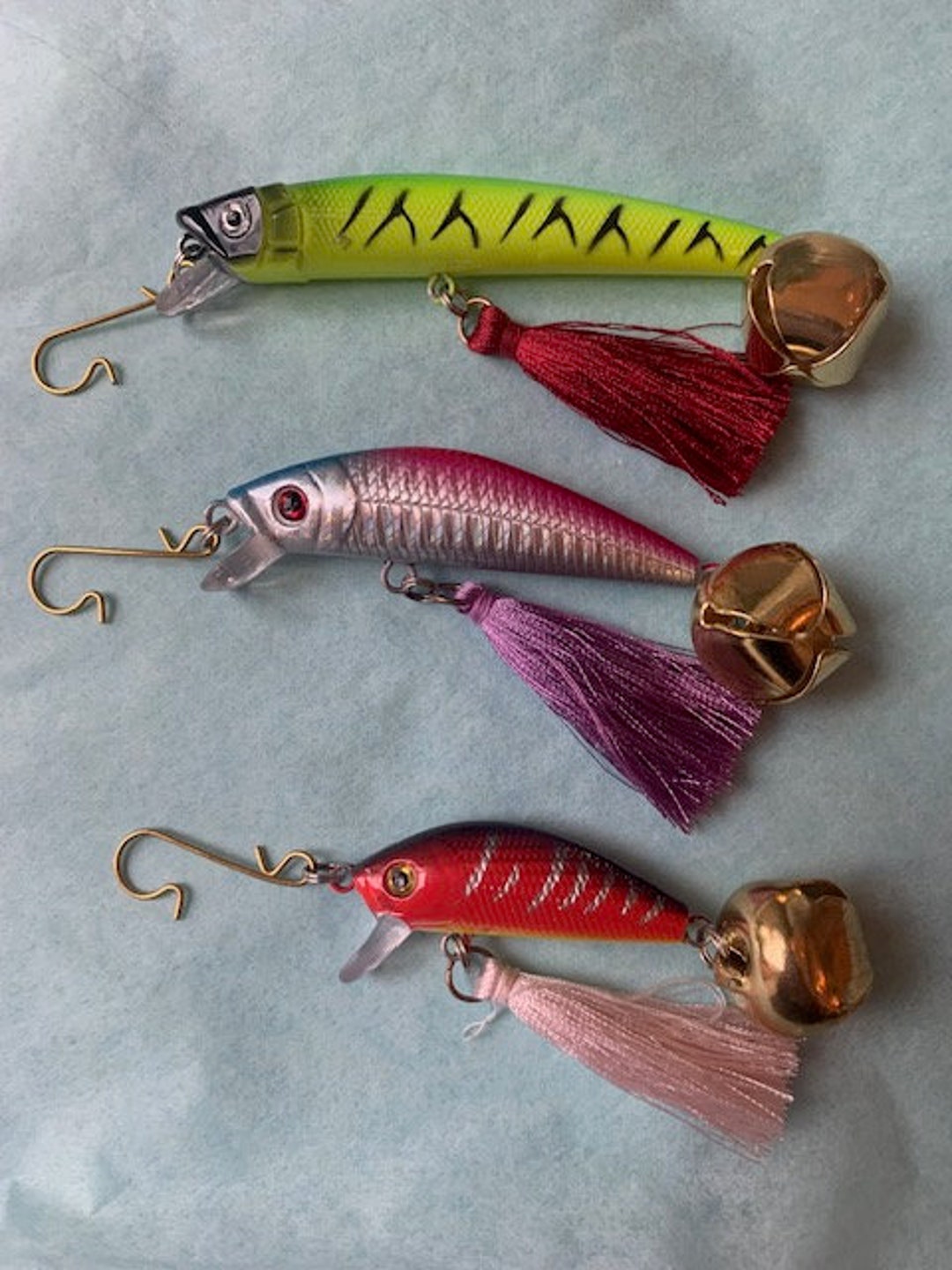 Set of 3 Fishing Lure Christmas Ornaments School 106 Etsy
