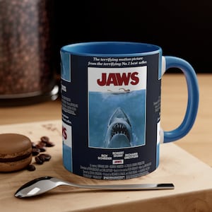 Taza de mandíbulas, taza de café de mandíbulas, taza de película de mandíbulas, taza de café, taza de cerámica, regalos de café, regalo de amante del café