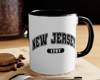 Two Tone New Jersey Mug, New Jersey Coffee Mug, New Jersey Coffee Cup, Ceramic Mug, Coffee Gifts, Coffee Lover Gift