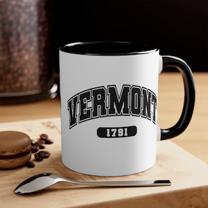 Two Tone Vermont Mug, Vermont Coffee Mug, Vermont Coffee Cup, Ceramic Mug, Coffee Gifts, Coffee Lover Gift