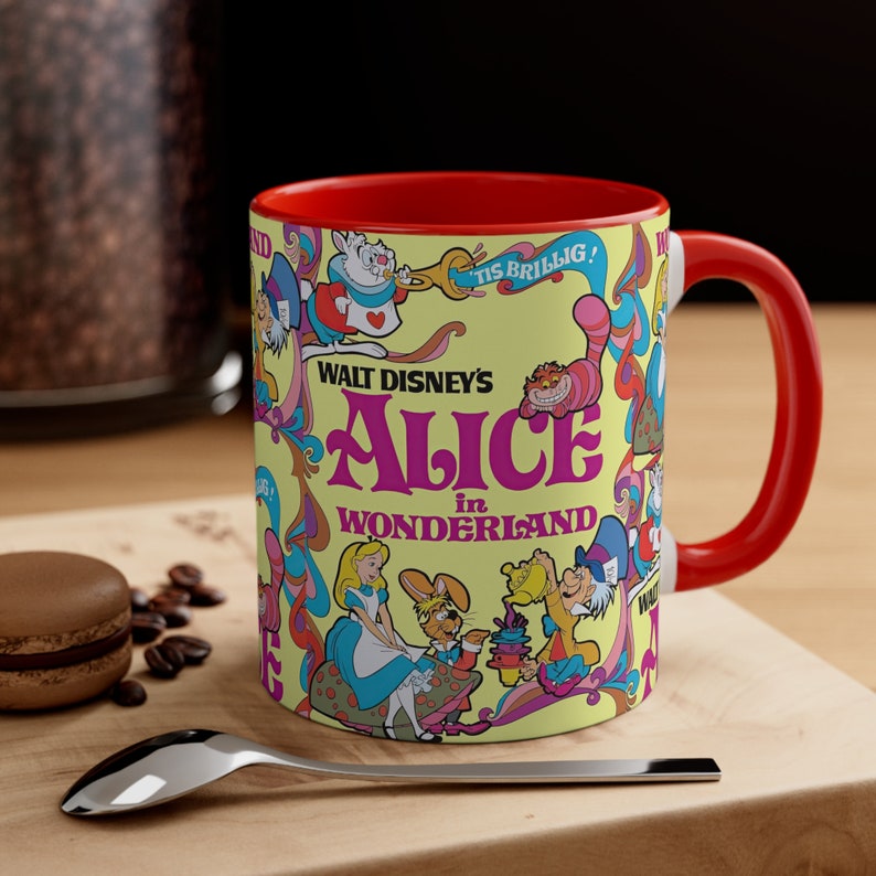 Alice in Wonderland Mug, Alice in Wonderland Coffee Mug, Disney Movie Mug, Coffee Cup, Ceramic Mug, Coffee Gifts, Coffee Lover Gift image 1