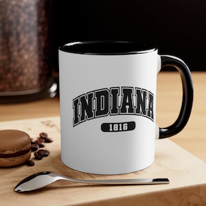 Two Tone Indiana Mug, Indiana Coffee Mug, Indiana Coffee Cup, Ceramic Mug, Coffee Gifts, Coffee Lover Gift