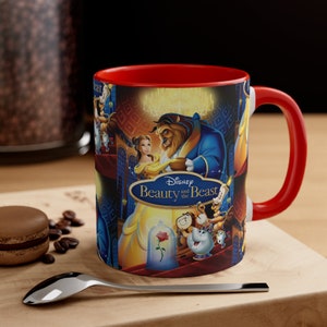 Beauty and the Beast Mug, Beauty and the Beast Coffee Mug, Disney Movie Mug, Coffee Cup, Ceramic Mug, Coffee Gifts, Coffee Lover Gift image 1