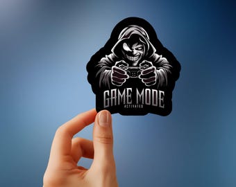 Game Mode Activated Sticker - Hardcore Gamer in Hoodie, Ultimate Decor for Next-Level Gaming Enthusiasts