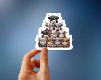 Adorable Highland Cow Sticker - Cute & Whimsical Farm Animal Art for Laptops, Water Bottles, Journals, and More