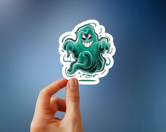 Spooky Green Slime Ghost Sticker - Halloween Decor, Creepy & Fun Design for Trick or Treat Season
