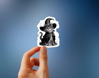 Cute Halloween Witchy Kitty Sticker - Adorable Witch Kitten Decor, Perfect for Spooky Fun