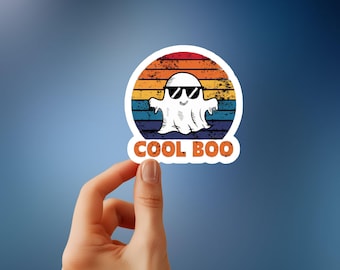 Cute Vintage 'Cool Boo' Ghost Sticker - Spooky Halloween Decor for Festive Fun