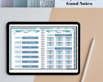 Planificador digital, Calendario, Goodnotes, Descarga instantánea financiera, Planificador de notabilidad, Planificador digital con fecha, Planificador sin fecha 2023 y 2024, Bloc de notas