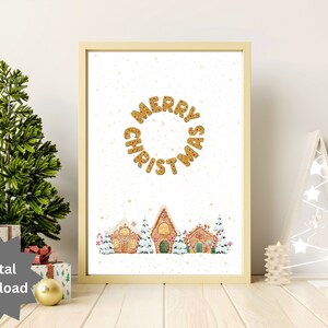 Printable Digital Download. Cute Gingerbread Village during Christmas