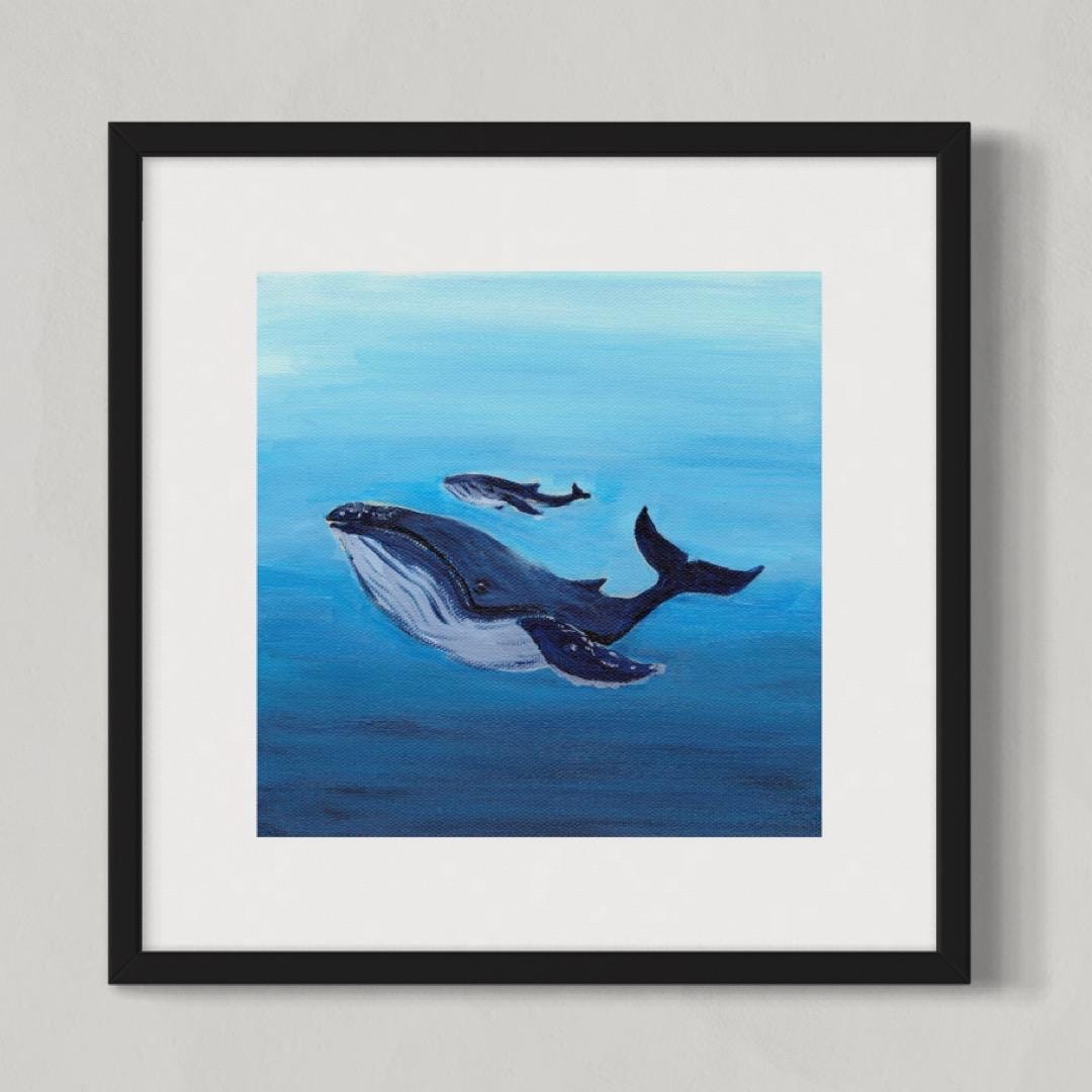 Humpback Whale Mother and Baby Print - Etsy