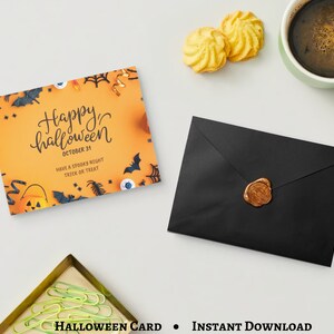 Halloween Greeting Card, Spooky Card Template, Editable Halloween Card, Printable Spooky Card, PDF Print.