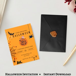 Halloween Invitations, Spooky Halloween Party Invite, Antique Adults Halloween Costume party Invite, Editable Halloween Invitation