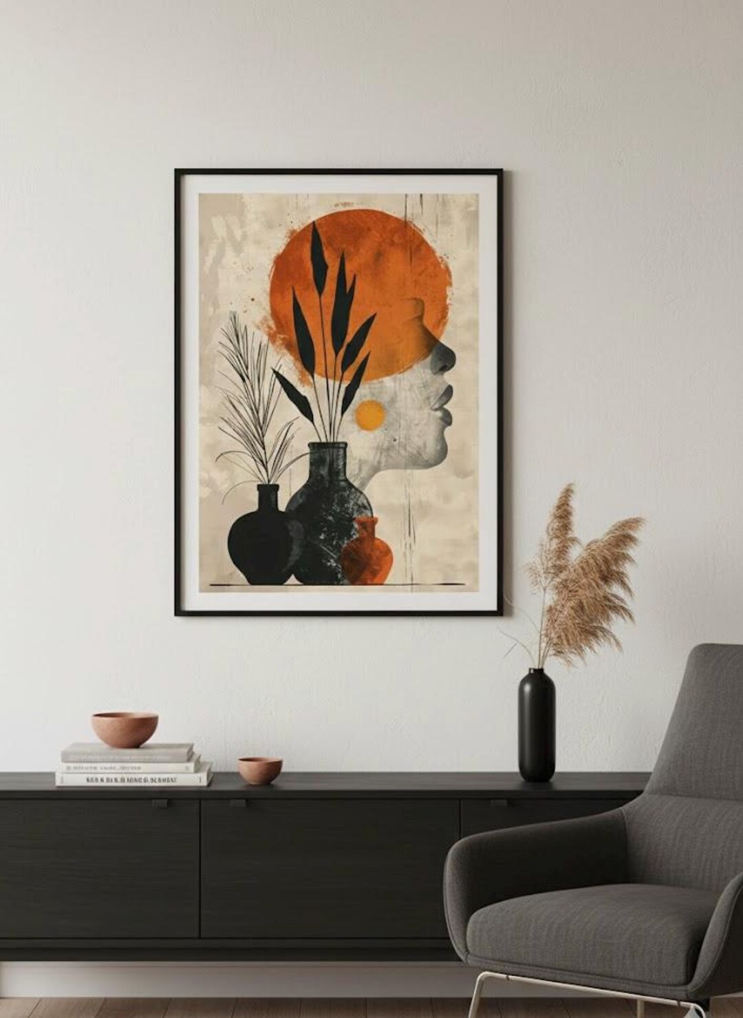 Boho Woman Portrait Print, Beige Abstract Art (digital Download) - Etsy