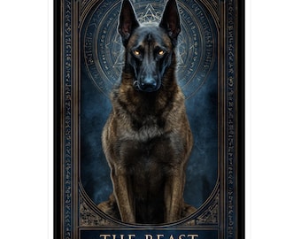 Belgian Malinois Tarot Card Sticker Belgian Malinois Dog Vinyl Sticker Spiritual Dog Lover Gift K9 Working Dog Aesthetic Decal