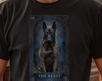 Malinois The Beast Tarot Card Shirt Maligator Dog T Shirt Belgian Malinois Spiritual Dog Tee Working Dog Gift K9 Handler Tarot Style Graphic