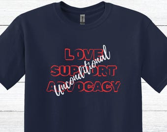 Camiseta de aceptación del autismo: amor incondicional, apoyo y defensa.