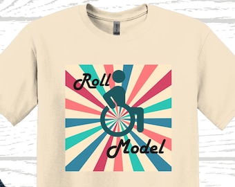 Roll Model T-Shirt: Retro Wheelchair User Tee