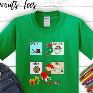 AAC-kerst-T-shirt: Santa's Nice List, communicatie-T-shirt voor kinderen