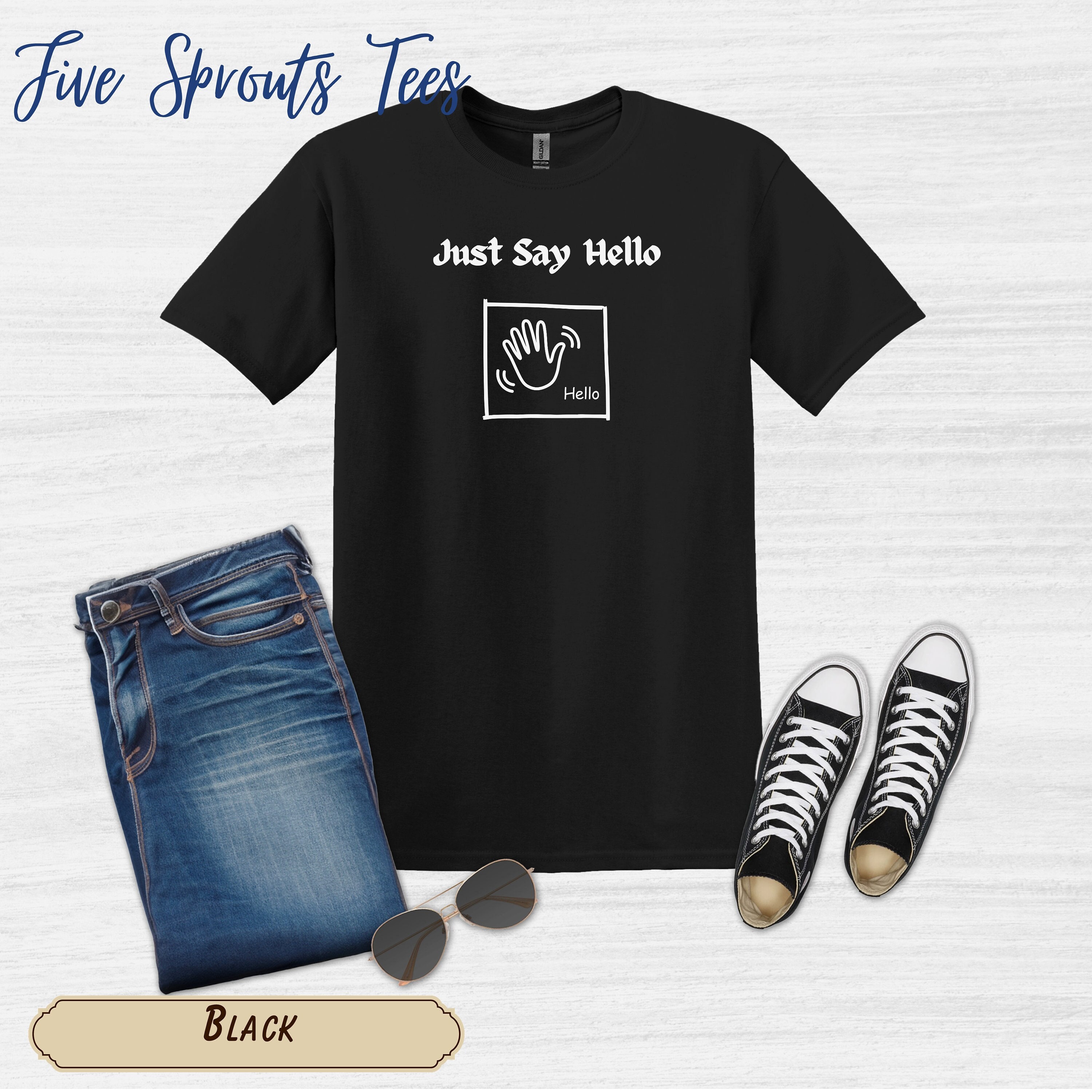 Just Say Hello T-shirt, AAC Nonverbal Communication Tee
