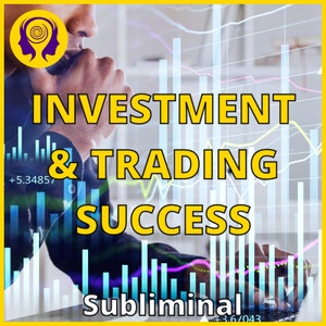Puede incluir: Una persona está mirando una pantalla de ordenador con una gráfica que muestra datos financieros. El texto en la pantalla dice "INVESTMENT & TRADING SUCCESS subliminal".
