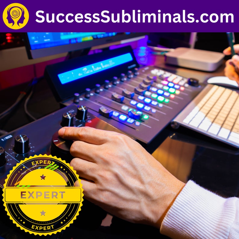 Subliminal audio studio. Subliminal expert producing subliminal audio mp3 in the studio. Subliminal audio processing, subliminal audio engineering, subliminal technology. SuccessSubliminals.com