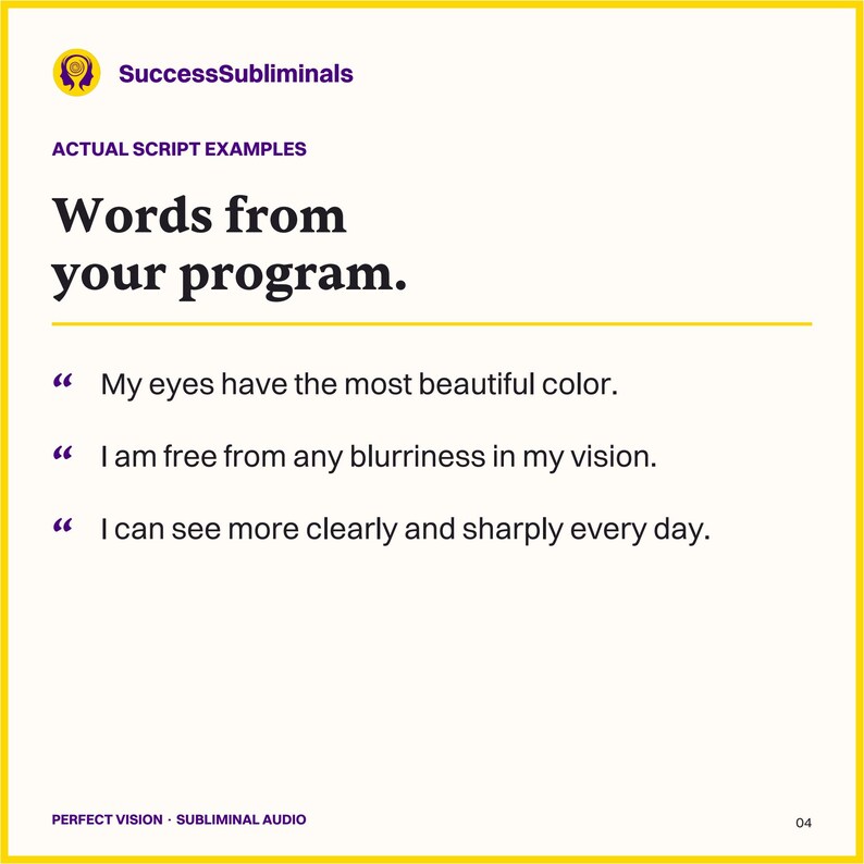 Myvision Example Perfect Vision Subliminal Audio | Eye & Visual Awareness Affirmations ...