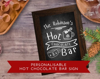 Personalised Hot Chocolate Station Sign | Hot Drinks bar sign | Customisable Hot Chocolate Bar Sign | Digital Christmas Kitchen Print