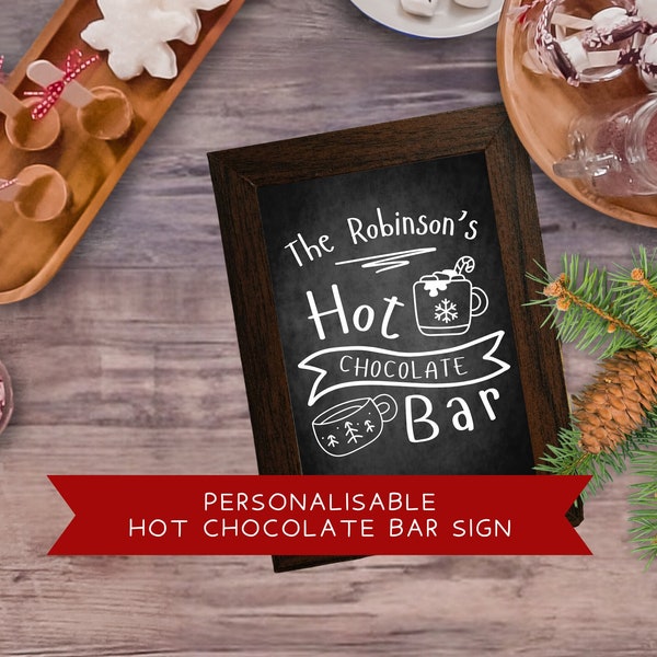 Personalised Hot Chocolate Station Sign | Hot Drinks bar sign | Customisable Hot Chocolate Bar Sign | Digital Christmas Kitchen Print