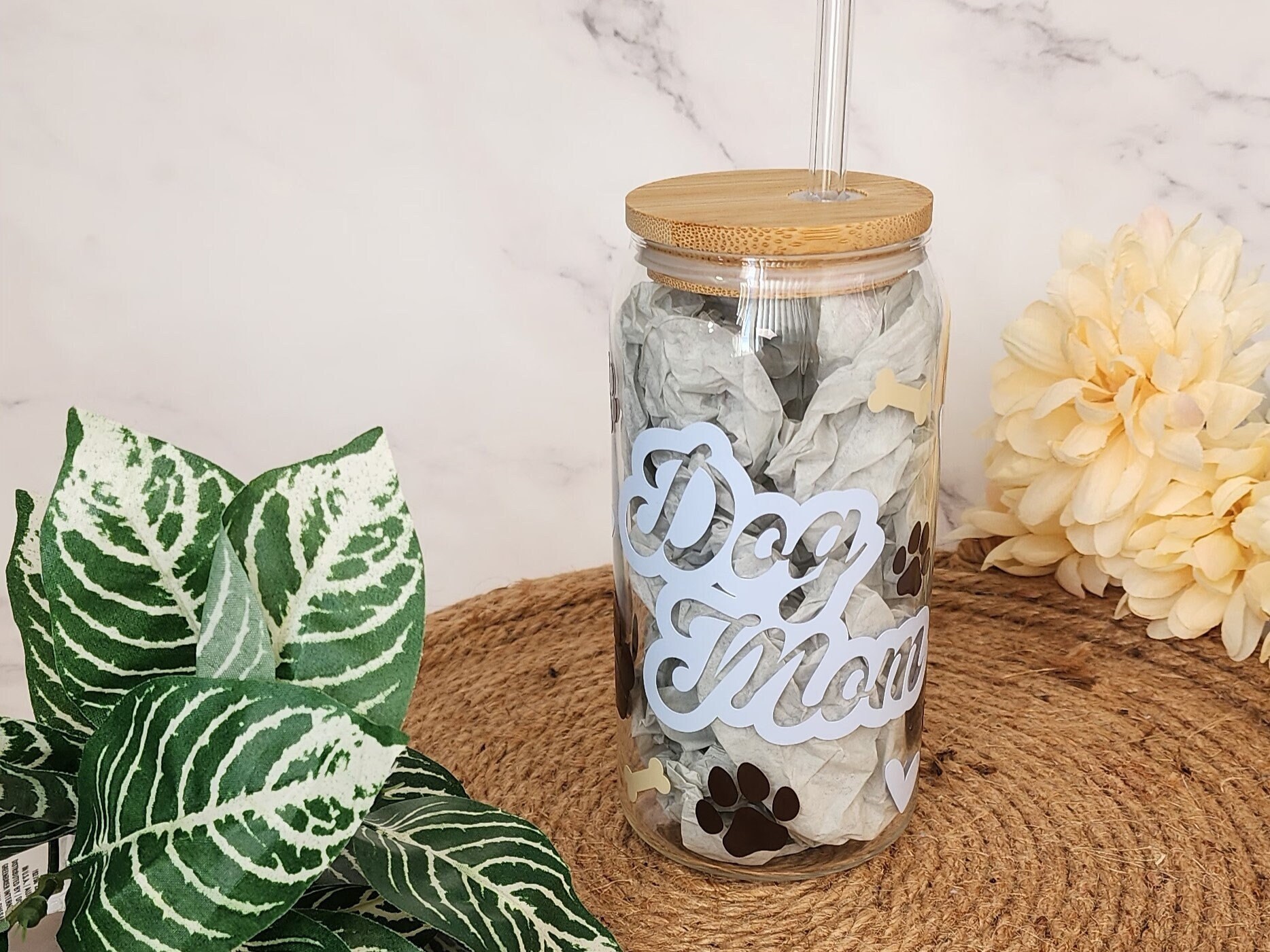 Print On Demand 16 or 20 oz Can Glass With Bamboo Lid and Straw MATTE/ –  DanniBe Collection