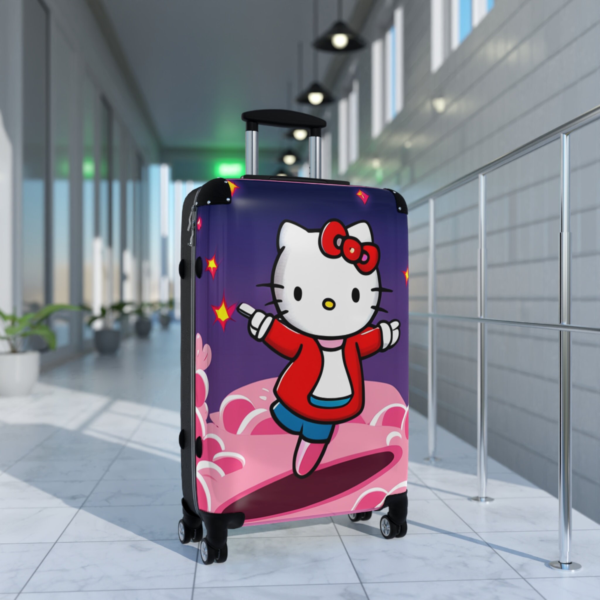 Miss Kitty Says Hello in Stars & Hearts Suitcase