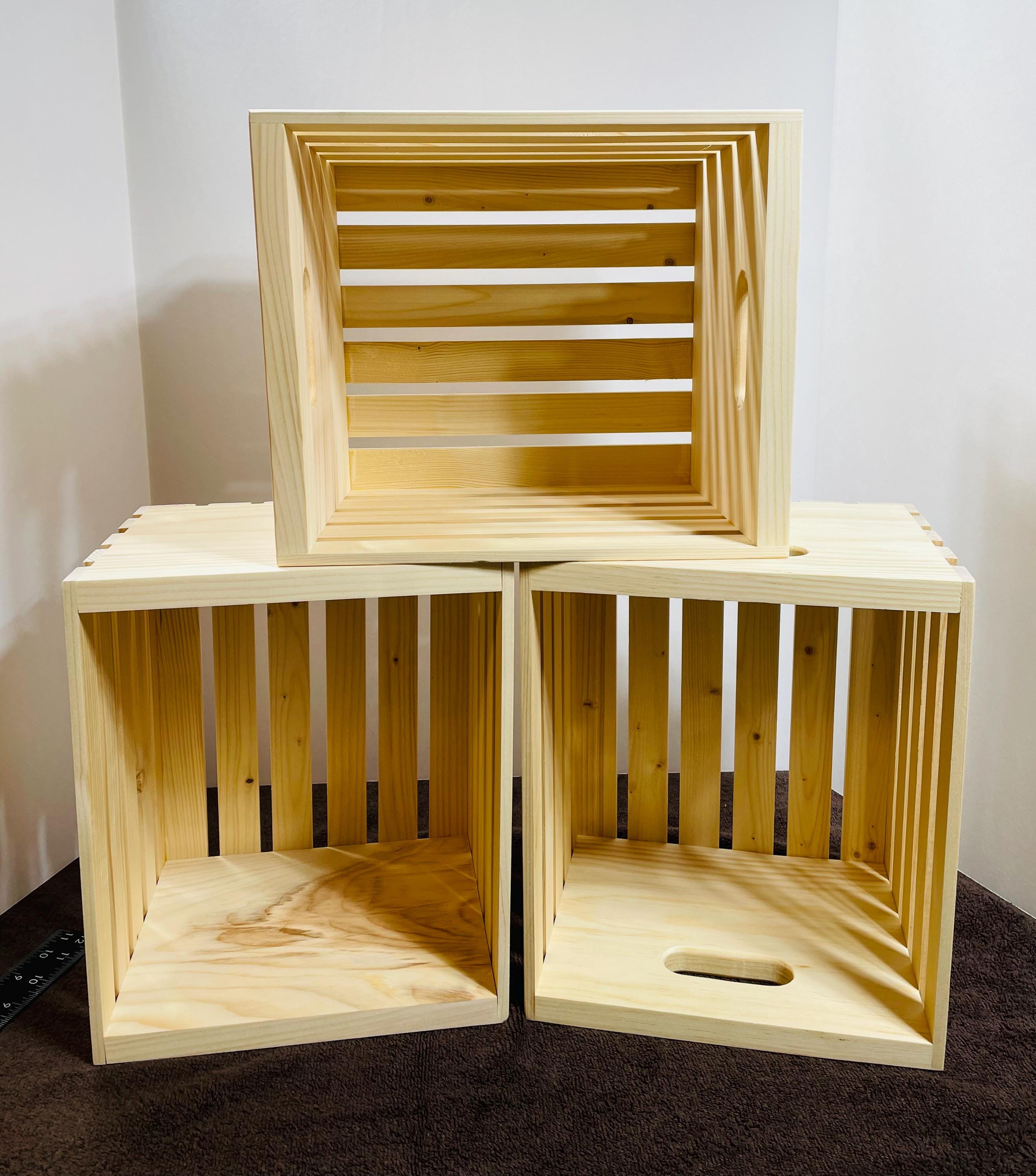 Wooden Storage Crates Set of 3: Toy, Dorm, Easter Baskets