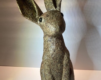 Paper Mache Rabbit - Large Rabbit Sculpture, Paper Mache Animal, Animal Sculpture