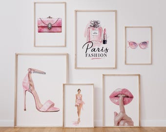 Art mural tendance - lot de 6 gravures de chambre d'ado, affiches de mode, décoration de chambre de fille pour ados, oeuvre d'art imprimable