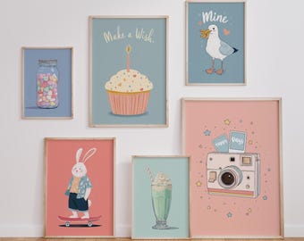 Kids Wall Art Prints - Nursery & Playroom Decor, Set of 6 Boys Room Prints, Kids Room Decor, Printable Nursery Art
