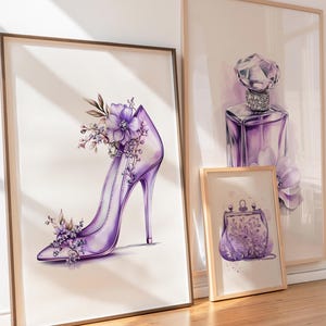 Set of 3 Printable Teen Posters for Girls Fashion Prints, Girls Bedroom Decor, Wall Art, Girls Art Prints, Purple Dorm Prints, Girls Prints
