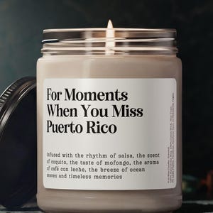When You Miss Puerto Rico Candel, PR Moving Away Nostalgic Gift, Long Distance Personalized Puerto Rico Farewell Souvenir, Friend Moving Out
