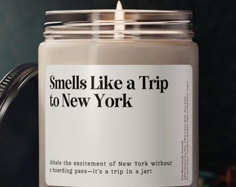 Smells Like a Trip To New York Candle, Customizable New York Candle, NYC Trip Announcement Candle, NYC Souvenir, New York City Trip Reveal