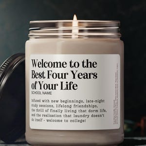 Customizable College Acceptance Gift Candle 9oz Clear Jar