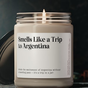 Smells Like a Trip To Argentina Candle Customizable Argentina Candle Surprise Trip Announcement Vacation Birthday Trip Reveal Argentina Gift