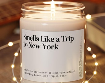 Smells Like a Trip To New York Candle, Customizable New York Candle, NYC Trip Announcement Candle, NYC Souvenir, New York City Trip Reveal