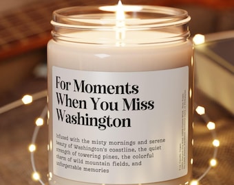 When You Miss Washington Candle, Moving Away WA Keepsake, Personalized Farewell Souvenir, Friend Leaving State to State Customizable Gift