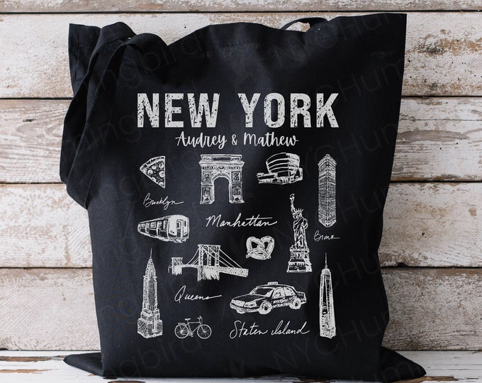 Custom New York Tote Bag, Personalized New York City Canvas Tote Bag, NYC Souvenir Tote Bag, Gift For Traveler,  NYC Lover, NYC Trip Gift