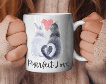 Custom Mug For Cat Lover, Mom, Dad, Cat Owner Valentine Gift, Personalized Black and White Coffee Cat Mug, Funny Cat Love Mug for Cat Lady