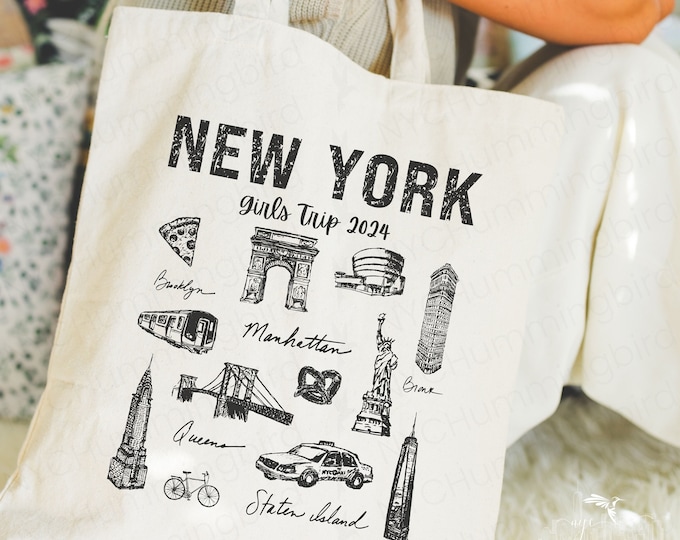 Custom New York Tote Bag, Personalized New York City Canvas Tote Bag, NYC Souvenir Tote Bag, Gift For Traveler,  NYC Lover, NYC Trip Gift