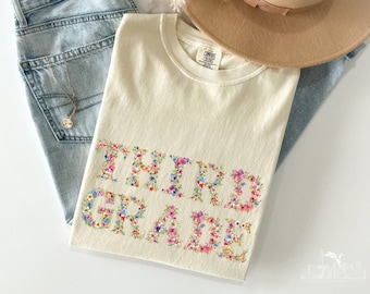 Third Grade Teacher Shirt Comfort Colors®, Third Grade Shirt, 3rd Grade Teacher Shirt, Gift For Teacher Floral Teacher Appreciation Tshirt
