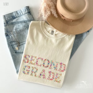 Second Grade Teacher Shirt Comfort Colors®, Second Grade Shirt, 2nd Grade Teacher Shirt, Gift For Teacher Floral Teacher Appreciation Tshirt