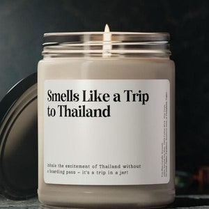 Smells Like a Trip To Thailand Candle, Customizable Thailand Candle, Surprise Trip Announcement, Vacation Birthday Trip Reveal Thailand Gift
